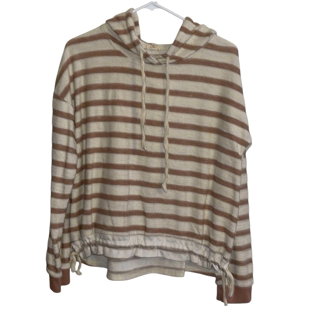 🌺HEM & THREAD STRIPED TAN/WHITE HOODIE
